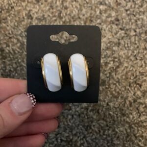 White and Gold Earrings